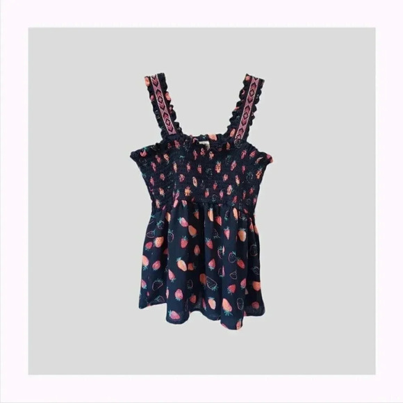 Wonder Nation girl straberry top L (10-12)navy - Picture 1 of 8